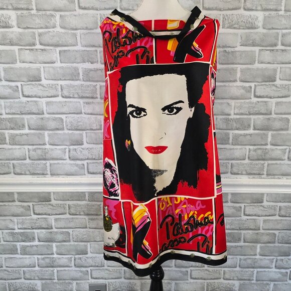 Vintage Paloma Picasso Parfums Silk Scarf Pop Art Abstract 80s Red Black Retro - Picture 1 of 9